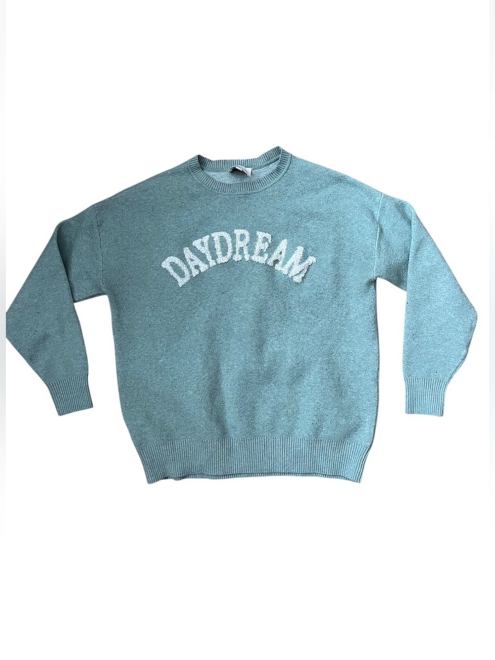 Pink Rose DAYDREAM Crewneck Sweater - Sage Green with White Lettering
